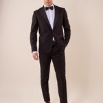 Abito classico cerimonia giacca rever a lancia in raso uomo. TM/NAPOLIPRL NERO ITALIAN FORMAT