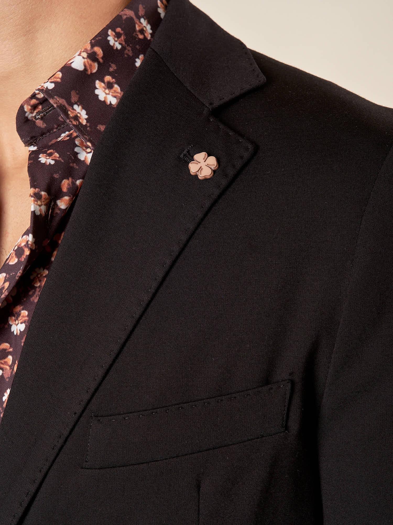 Giacca da Uomo Elegante in Tessuto Punto Milano Due Bottoni, Tasche a Toppa. OE1F2W5G17 NERO OVER-D