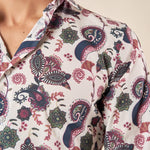 Camicia da uomo manica lunga in tessuto stretch fantasia. OE1F2W5C14 PANNA OVER-D