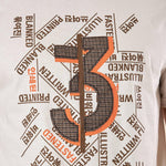 T-shirt da Uomo Manica Corta con Applicazione e Stampa  Tessuto Stretch per Comfort e Stile OE1F2W5T40 PANNA OVER-D