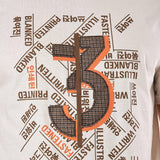 T-shirt da Uomo Manica Corta con Applicazione e Stampa  Tessuto Stretch per Comfort e Stile OE1F2W5T40 PANNA OVER-D