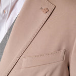 Giacca da Uomo Elegante in Tessuto Punto Milano  Due Bottoni, Tasche a Toppa. OE1F2W5G17 BEIGE OVER-D