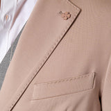 Giacca da Uomo Elegante in Tessuto Punto Milano  Due Bottoni, Tasche a Toppa. OE1F2W5G17 BEIGE OVER-D