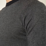 Maglia Uomo Girocollo Manica Lunga in Misto Viscosa con Micro Disegno CON/4034225 BLACK CONSENSO