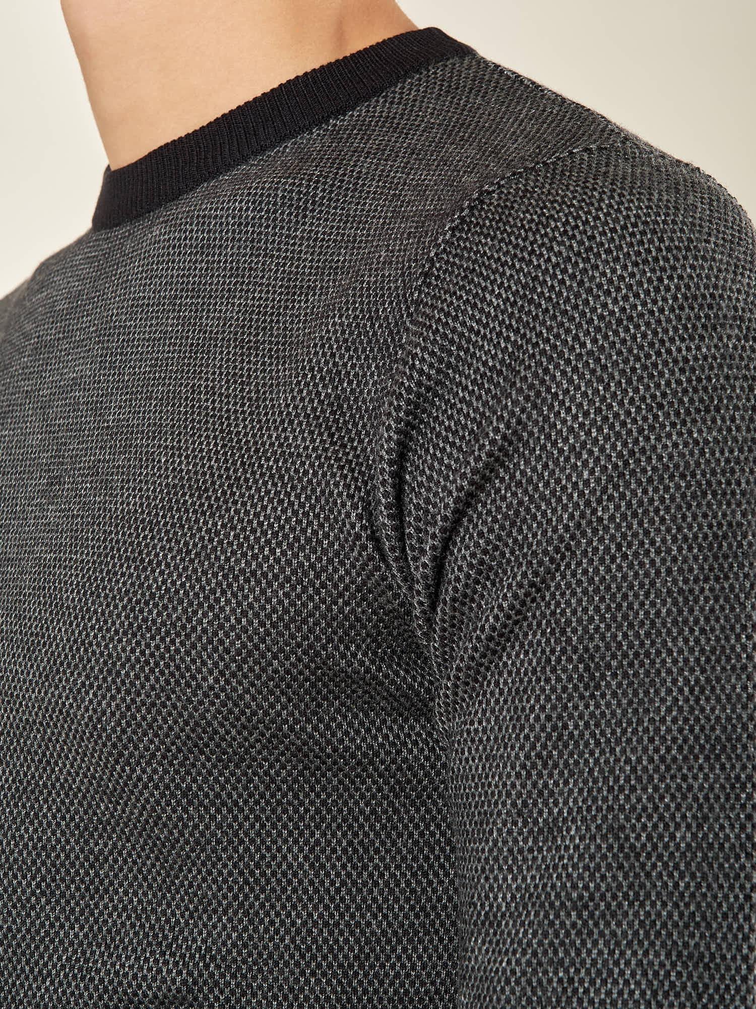 Maglia Uomo Girocollo Manica Lunga in Misto Viscosa con Micro Disegno CON/4034225 BLACK CONSENSO