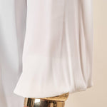 Blusa Donna Curvy Manica Lunga con Scollo a Barca e Risvolto  Vestibilità Svasata ed Elastico sui Polsi. F551YBFKIKI PANNA Lizalù