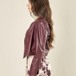 Giacca donna corta in ecopelle. GI003626 BORDEAUX ARTIGLI