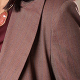 Giacca Donna Curvy doppiopetto in tessuto spigato con riga gessata. F646YBFDEMETRA AMARONE Lizalù