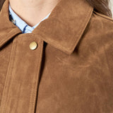 Bomber donna effetto scamosciato. Zip frontale, tasche a filetto e collo a camicia. HM2513 CAMEL FORGET-ME-NOT
