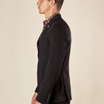 Giacca da Uomo Elegante in Tessuto Punto Milano Due Bottoni, Tasche a Toppa. OE1F2W5G17 NERO OVER-D