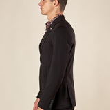 Giacca da Uomo Elegante in Tessuto Punto Milano Due Bottoni, Tasche a Toppa. OE1F2W5G17 NERO OVER-D