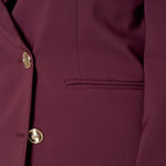 Giacca Donna Curvy doppiopetto in tessuto tecnico foderato con bottoni oro. F299YBFALICE BURGUNDY Lizalù