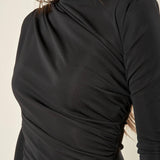 Abito donna lungo a maniche lunghe con drappeggio obliquo. AB003154 BORDEAUX ARTIGLI