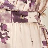 Abito lungo incrociato con scollo a V. AB003655 AVORIO/TROPEA ARTIGLI