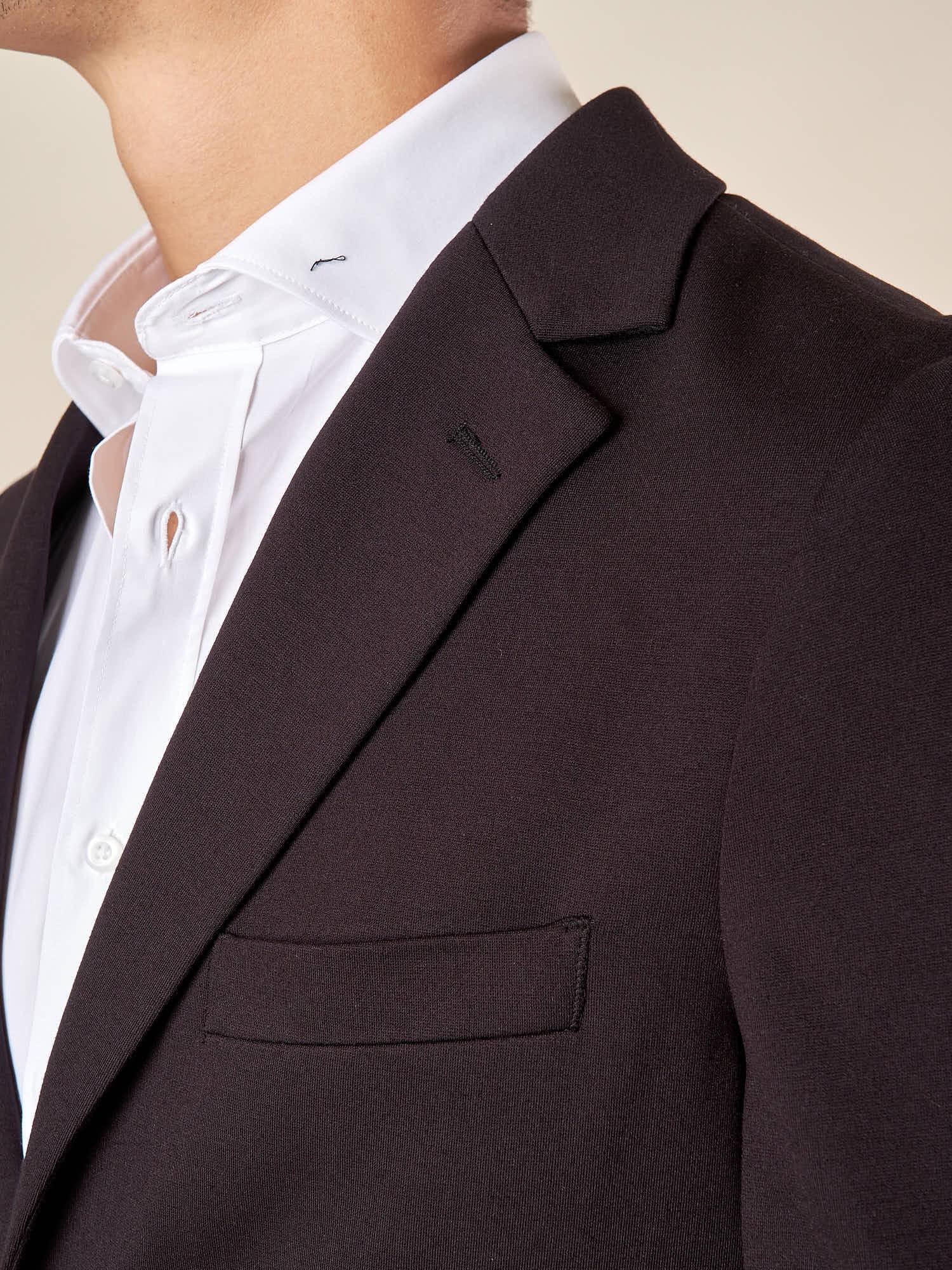 Giacca da Uomo in Tessuto Punto Milano  Comfort Elegante con Tasche a Toppa. GAI1621H NERO HAMAKI-HO