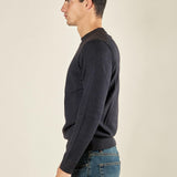 Maglia Uomo Invernale Manica Lunga in Poly Wool Finezza 12 con Costine Spalla. CON4130225 NAVY CONSENSO