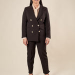 Giacca Donna Curvy doppiopetto in tessuto tecnico foderato con bottoni oro. F299YBFALICE NERO Lizalù