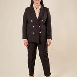 Giacca Donna Curvy doppiopetto in tessuto tecnico foderato con bottoni oro. F299YBFALICE NERO Lizalù