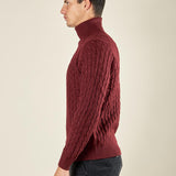 Maglia Uomo Invernale Dolcevita a Trecce. Eleganza e Comfort Termico. M431719 BORDEAUX BEVERLY HILLS POLO CLUB