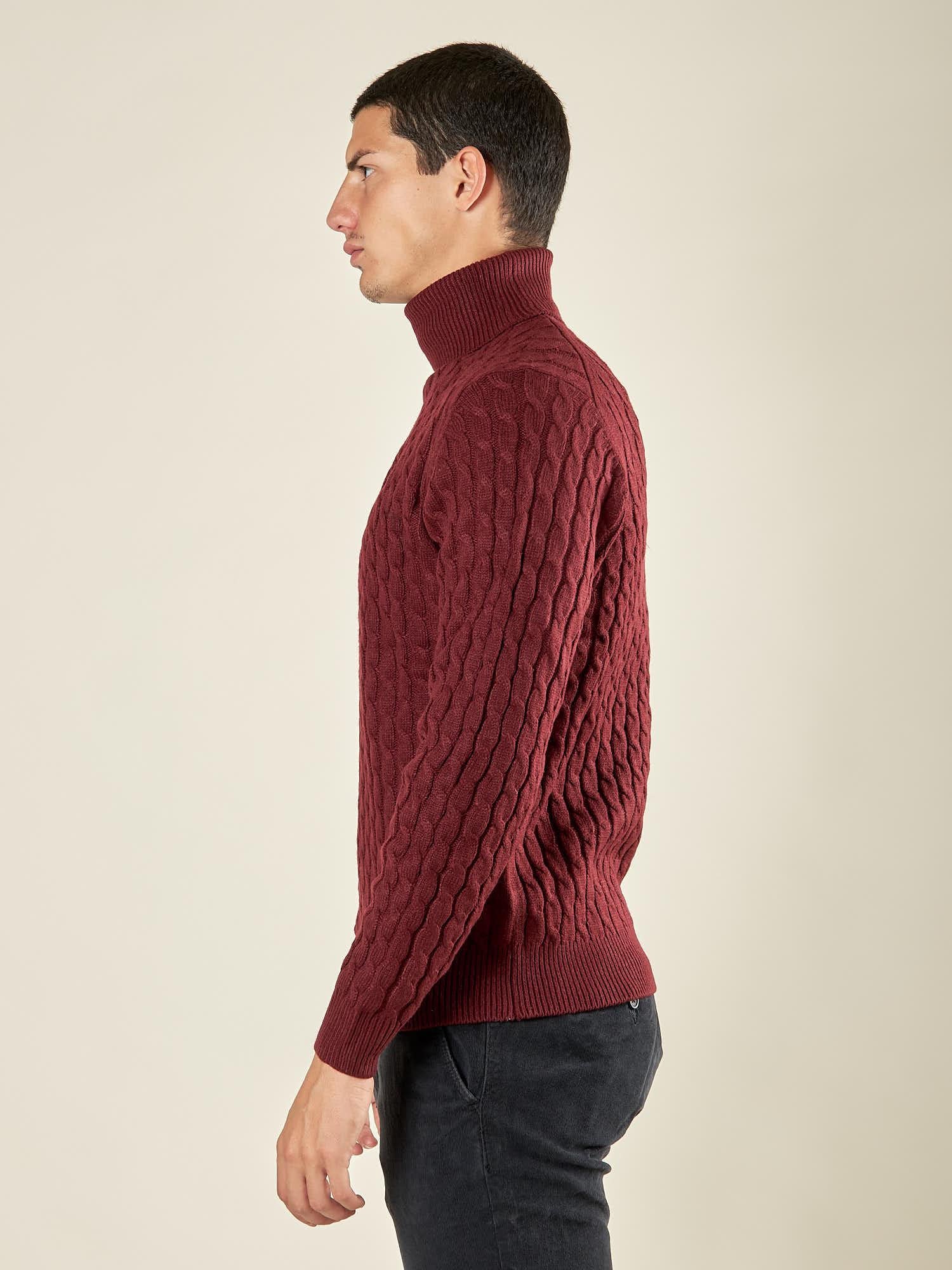 Maglia Uomo Invernale Dolcevita a Trecce. Eleganza e Comfort Termico. M431719 BORDEAUX BEVERLY HILLS POLO CLUB