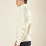 Maglia Uomo Invernale Dolcevita a Trecce. Eleganza e Comfort Termico. M431719 PANNA BEVERLY HILLS POLO CLUB
