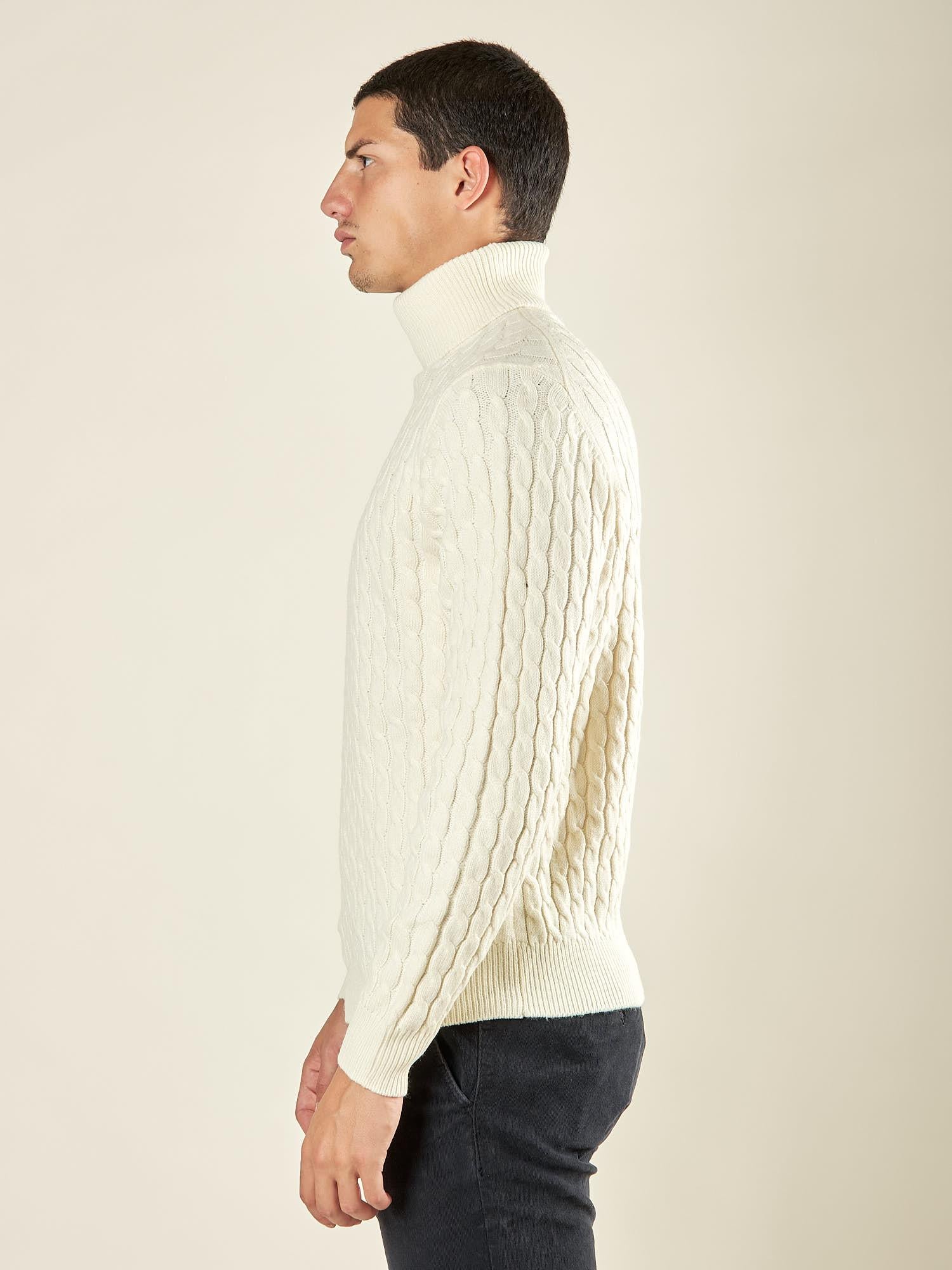 Maglia Uomo Invernale Dolcevita a Trecce. Eleganza e Comfort Termico. M431719 PANNA BEVERLY HILLS POLO CLUB