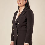 Giacca Donna Curvy doppiopetto in tessuto tecnico foderato con bottoni oro. F299YBFALICE NERO Lizalù