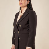 Giacca Donna Curvy doppiopetto in tessuto tecnico foderato con bottoni oro. F299YBFALICE NERO Lizalù