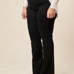 Pantalone Donna Curvy in Cotone Jeansato a Zampa con Effetto Push-Up e Cinque Tasche. F883YBFLZ1030 NERO Lizalù