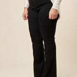 Pantalone Donna Curvy in Cotone Jeansato a Zampa con Effetto Push-Up e Cinque Tasche. F883YBFLZ1030 NERO Lizalù
