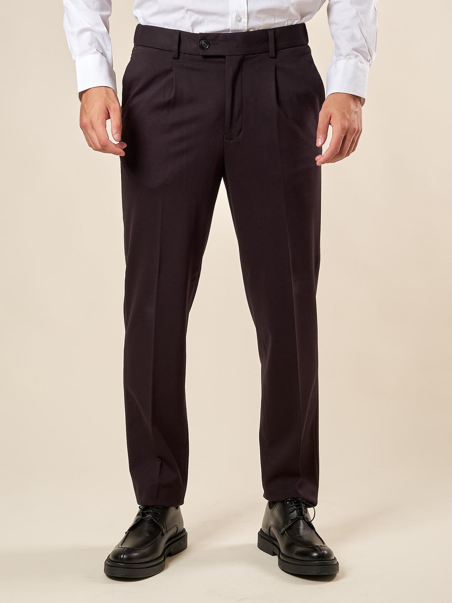 Pantalone da Uomo in Tessuto Punto Milano Pinces, Tasche allAmericana ed Elastico Dietro per Comfort e Stile. PSI1800H NERO HAMAKI-HO