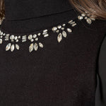 Maglia donna collo alto con pietre e maniche in georgette. MA003091 NERO ARTIGLI