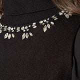 Maglia donna collo alto con pietre e maniche in georgette. MA003091 NERO ARTIGLI