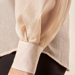 Camicia Donna in tessuto lurex effetto seta con sciarpina al collo. PB8809 BEIGE PATRIZIA BLASIO