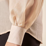 Camicia Donna in tessuto lurex effetto seta con sciarpina al collo. PB8809 BEIGE PATRIZIA BLASIO