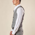 Gilet da Uomo Doppio Petto in Tessuto Gessato  Eleganza Sartoriale con Tasche a Frisi OE12W5I01 GRIGIO OVER-D