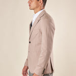 Giacca da Uomo Elegante in Tessuto Punto Milano  Due Bottoni, Tasche a Toppa. OE1F2W5G17 BEIGE OVER-D