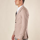 Giacca da Uomo Elegante in Tessuto Punto Milano  Due Bottoni, Tasche a Toppa. OE1F2W5G17 BEIGE OVER-D