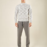 Maglia Uomo Manica Lunga Fantasia in Ciniglia con Girocollo Alto. Comfort e Stile Invernale. OE1F2W5M67 GRIGIO OVER-D