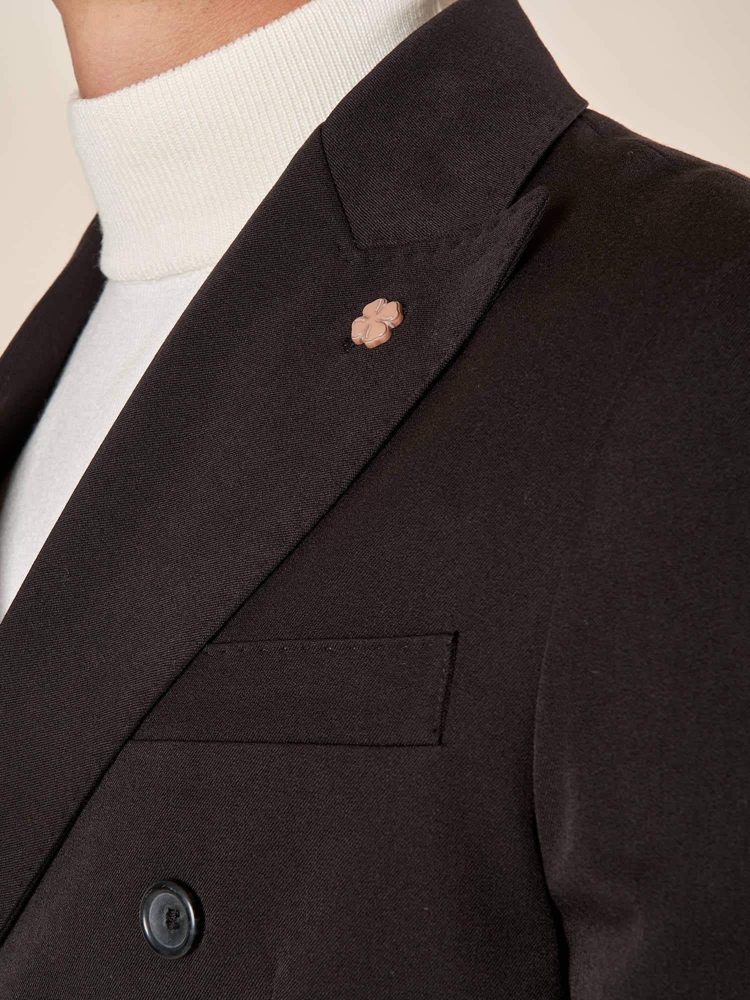 Abito da uomo doppio petto regular fit con tasche con pattina. OC1F2W5A01 NERO OVER-D