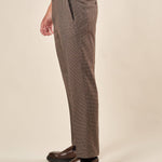 Pantalone da Uomo Tapered Fit Fantasia Quadrettino  Eleganza Casual con Tasche in Cucitura OE1F2W5P42 MORO OVER-D