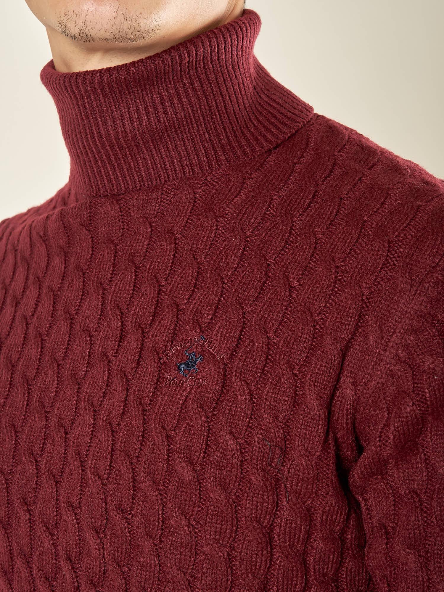 Maglia Uomo Invernale Dolcevita a Trecce. Eleganza e Comfort Termico. M431719 BORDEAUX BEVERLY HILLS POLO CLUB