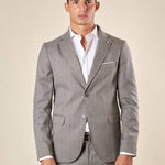 Abito da Uomo Gessato  Giacca Foderata con Pattine e Pantalone con Tasche allAmericana, Vestibilità Regular OC1F2W5A03 GRIGIO OVER-D