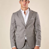 Abito da Uomo Gessato  Giacca Foderata con Pattine e Pantalone con Tasche allAmericana, Vestibilità Regular OC1F2W5A03 GRIGIO OVER-D