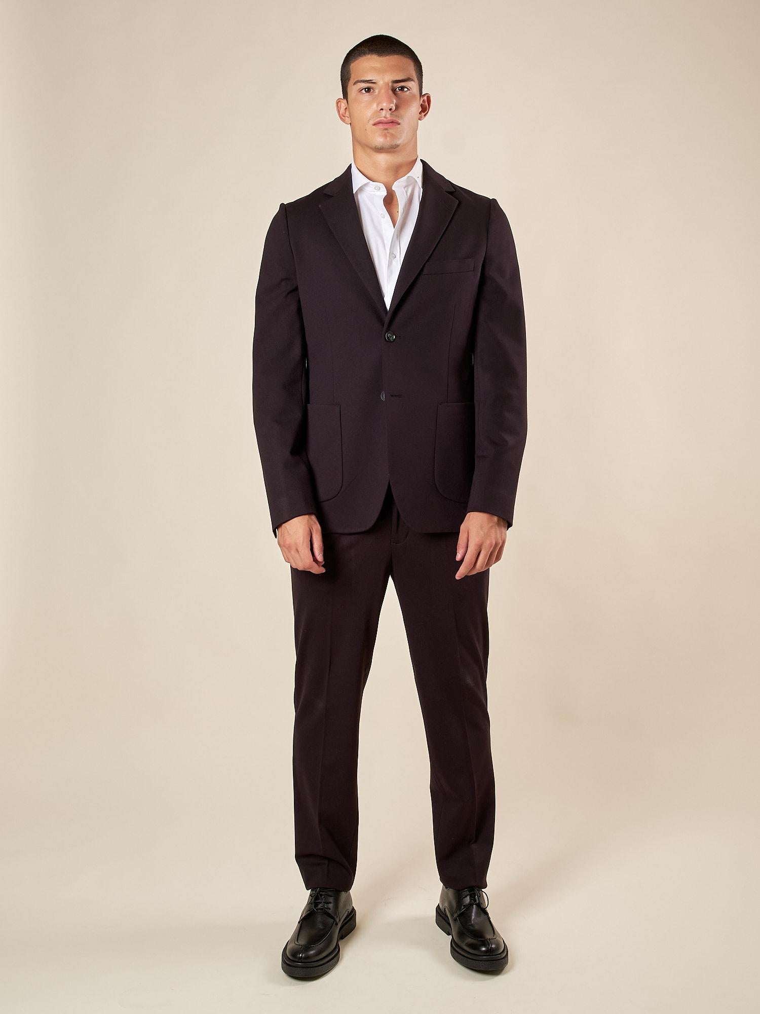 Giacca da Uomo in Tessuto Punto Milano  Comfort Elegante con Tasche a Toppa. GAI1621H NERO HAMAKI-HO