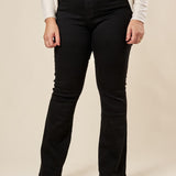 Pantalone Donna Curvy in Cotone Jeansato a Zampa con Effetto Push-Up e Cinque Tasche. F883YBFLZ1030 NERO Lizalù