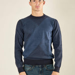 Maglia Uomo Invernale in Poly Wool Finezza 12 con Intarsi Rombi. CON4131225 NAVY CONSENSO