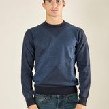 Maglia Uomo Invernale in Poly Wool Finezza 12 con Intarsi Rombi. CON4131225 NAVY CONSENSO