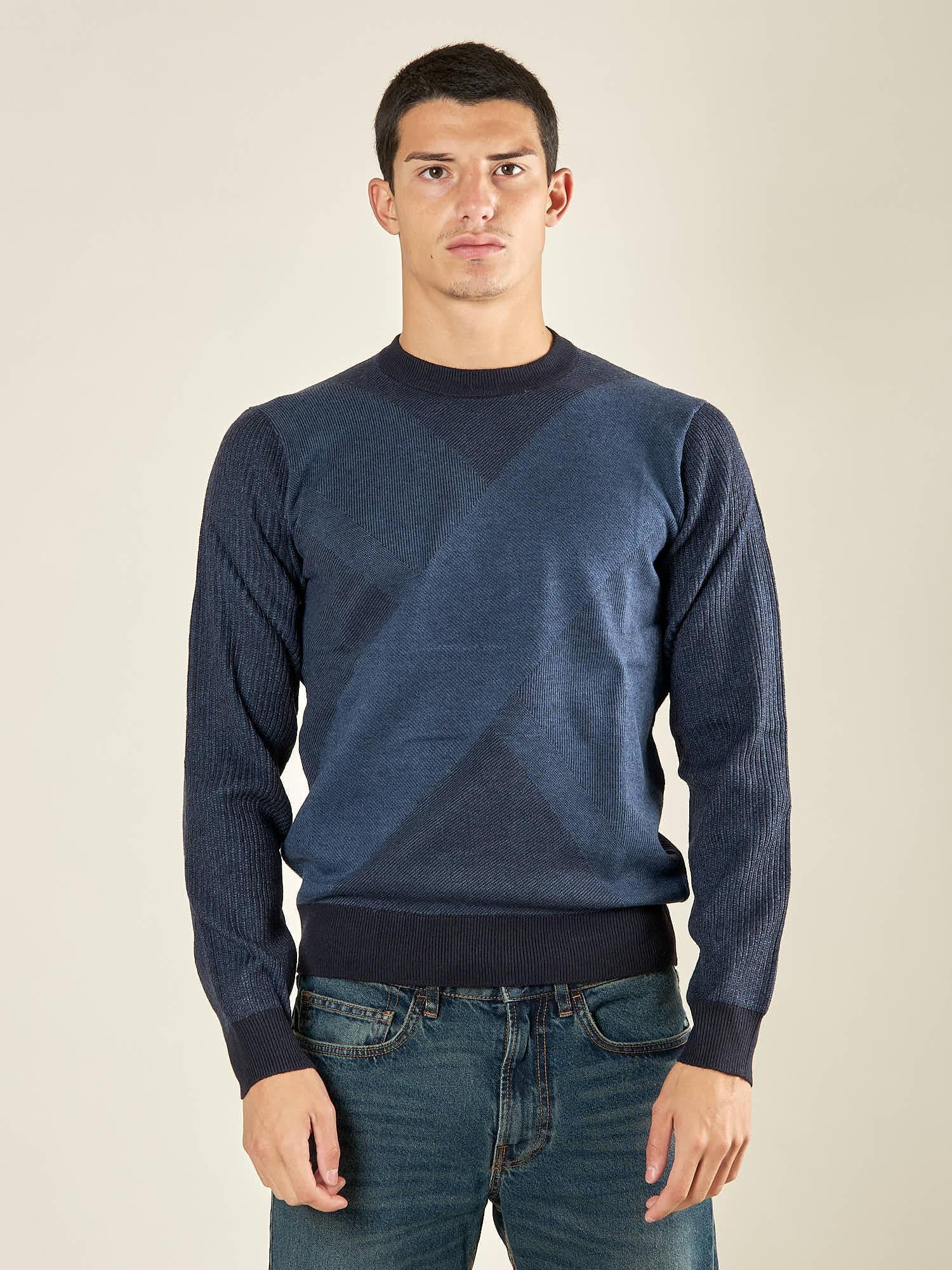 Maglia Uomo Invernale in Poly Wool Finezza 12 con Intarsi Rombi. CON4131225 NAVY CONSENSO