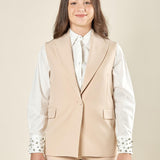 Gilet donna lungo in tessuto tecnico. Chiusura a un bottone, revers a lancia e tasche con pattine. GL003035 ONICE ARTIGLI